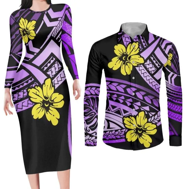 Couples Clothing Samoa Polynesian Floral Print