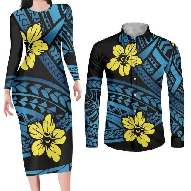 Couples Clothing Samoa Polynesian Floral Print