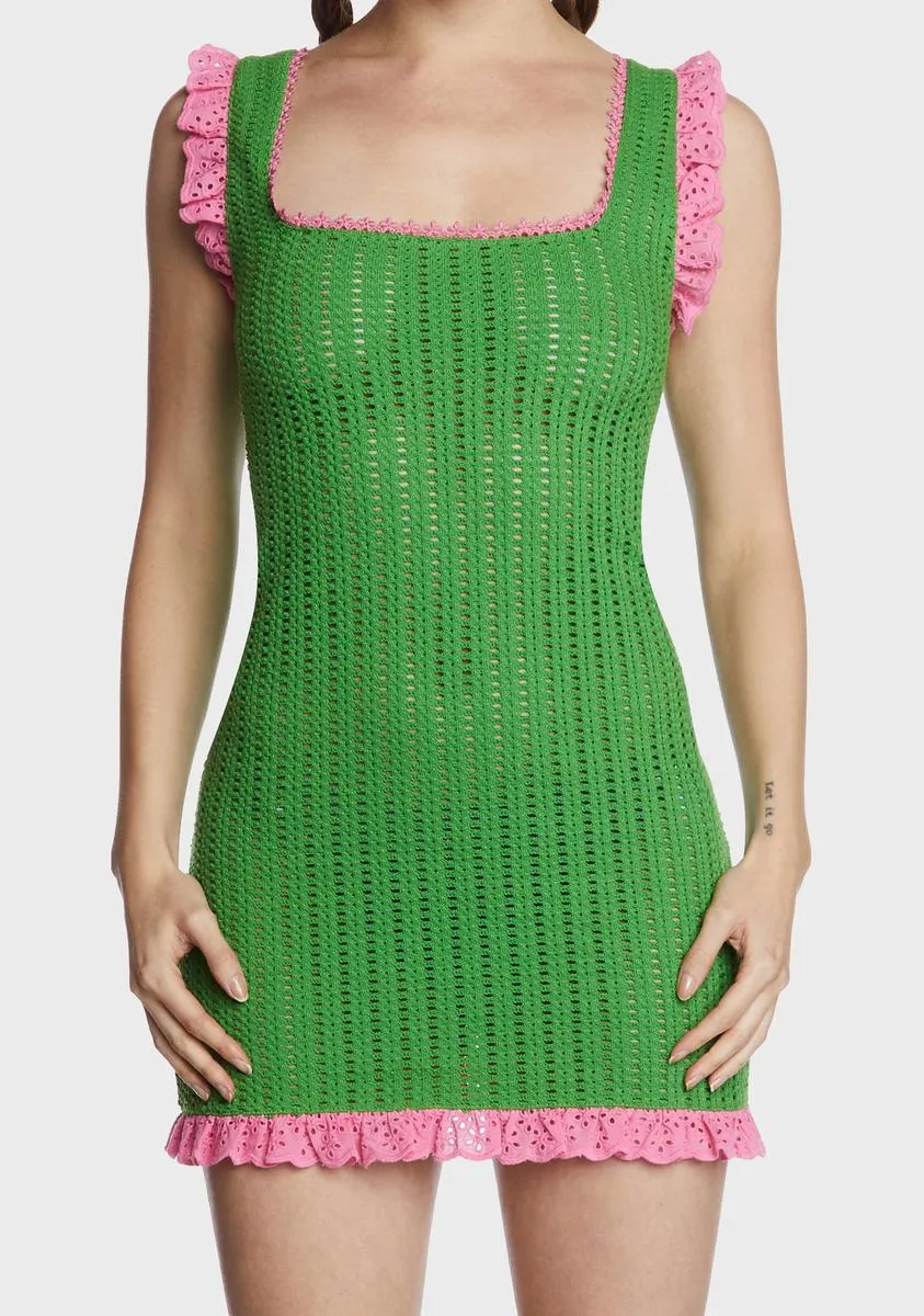 Crochet Frill Mini Dress