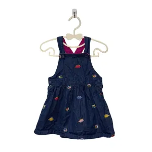 Cross Back Overall Dress / Embroidered Dinos