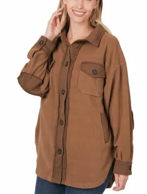 Curvy Girl Camel Shacket