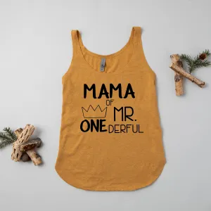 Cut Out Design Mama of Mr. Onederful Woman's Tank Top