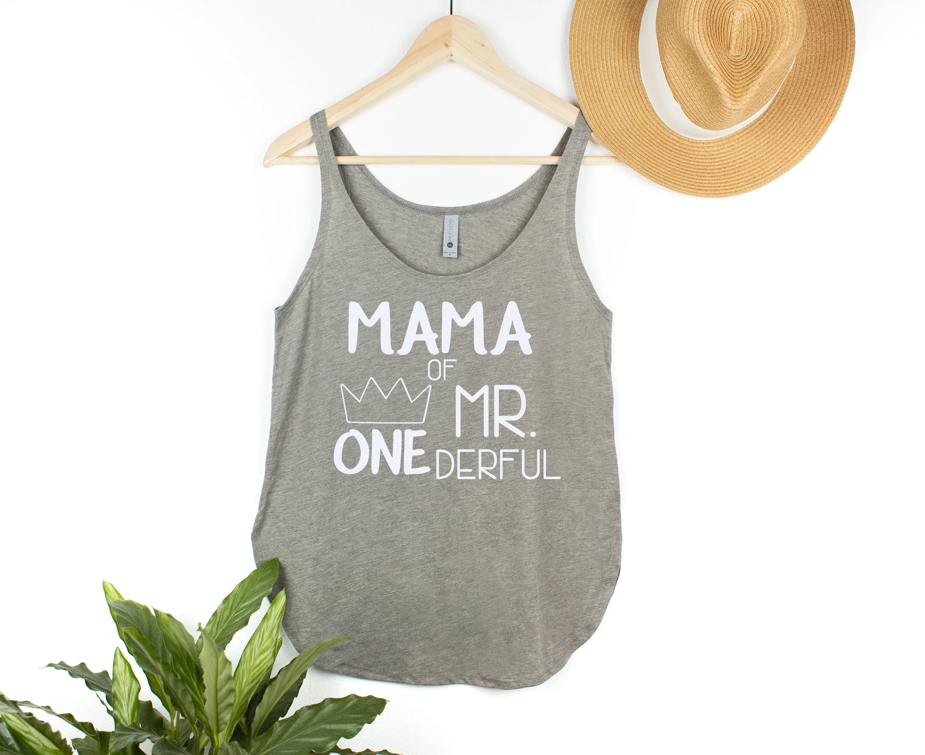Cut Out Design Mama of Mr. Onederful Woman's Tank Top