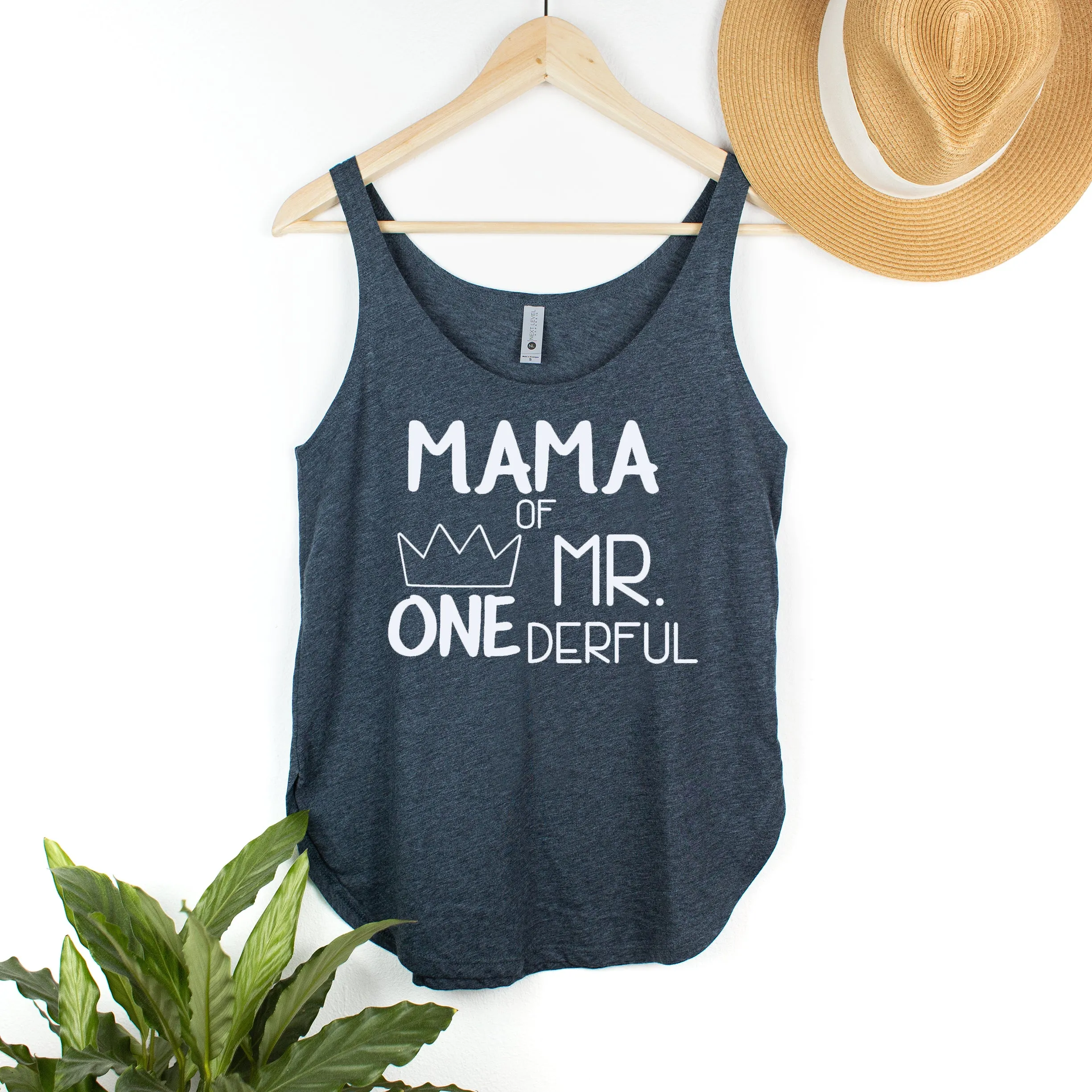 Cut Out Design Mama of Mr. Onederful Woman's Tank Top