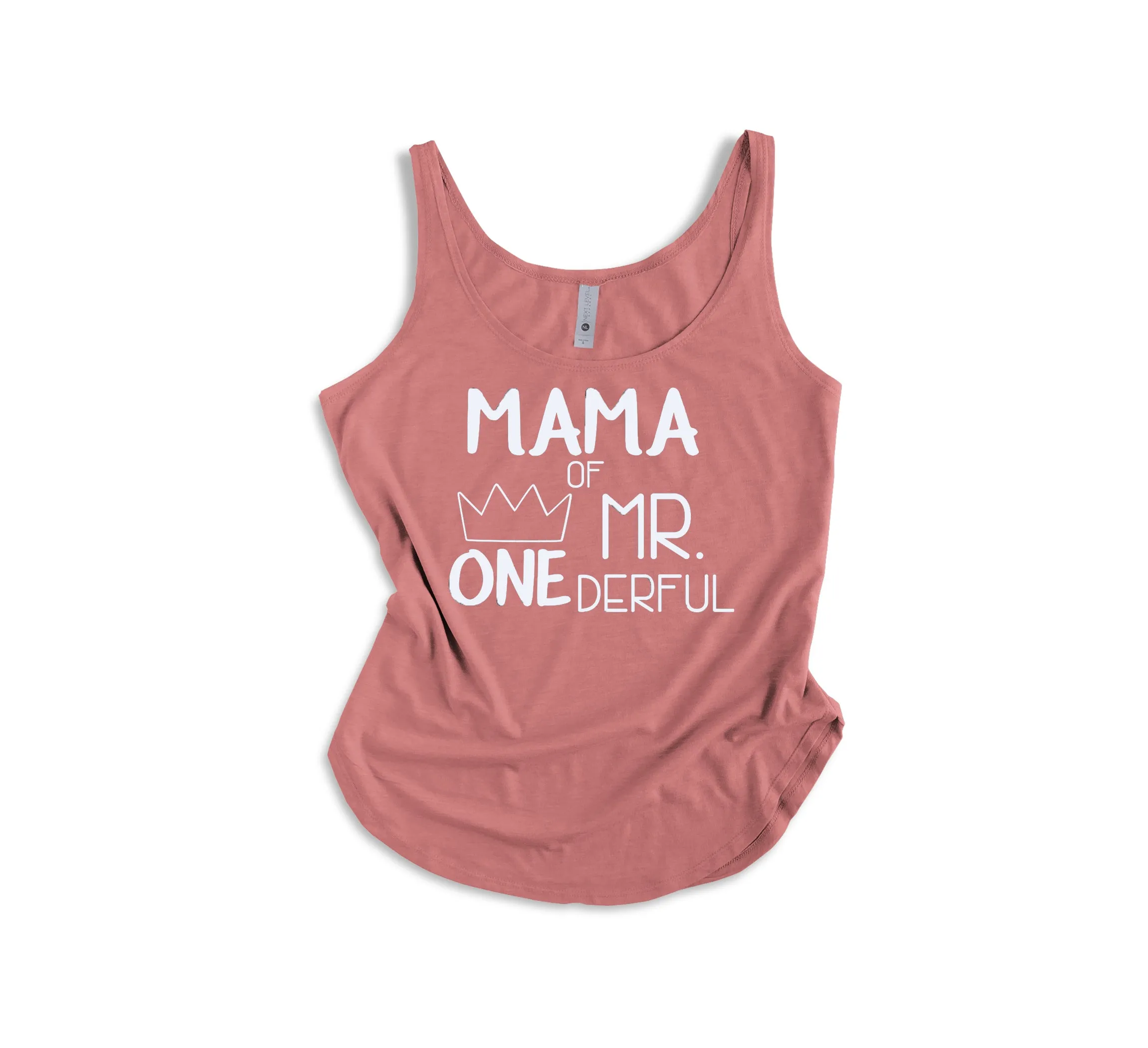 Cut Out Design Mama of Mr. Onederful Woman's Tank Top