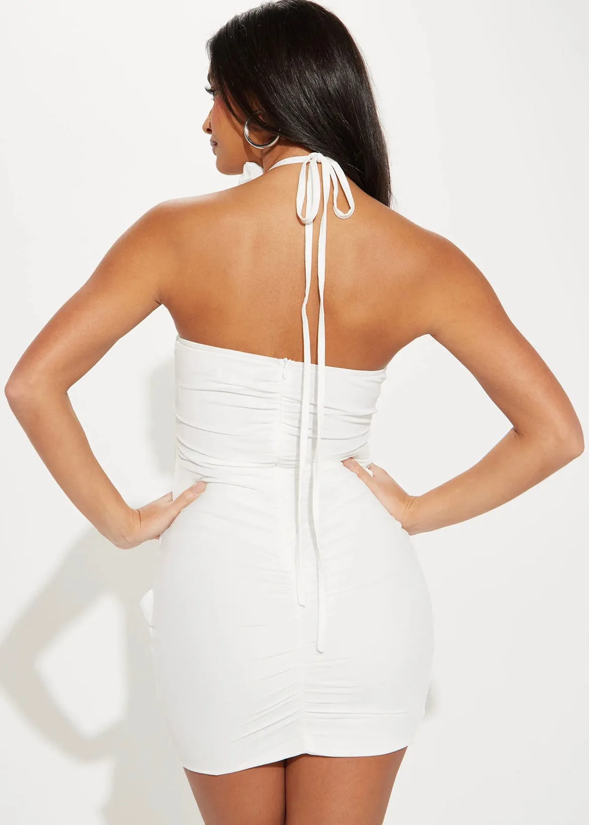 Cut Out Stereo Flower Tube Bodycon Dress In White