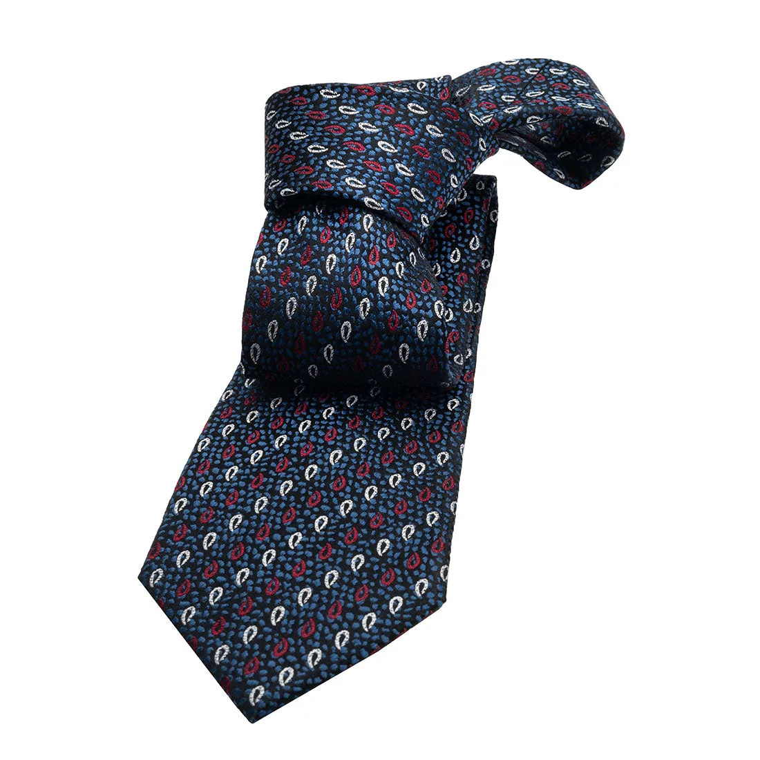 Danbury Paisley Silk Tie, Navy / Red / White