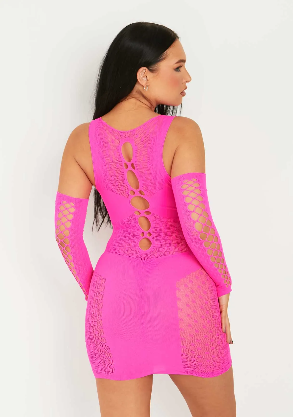 Darcey Pink Mesh Cut Out Sleeveless Bodycon Dress