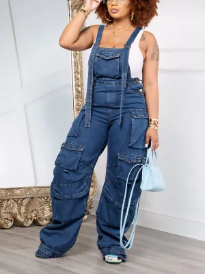 Denim Cargo Pocket Overall