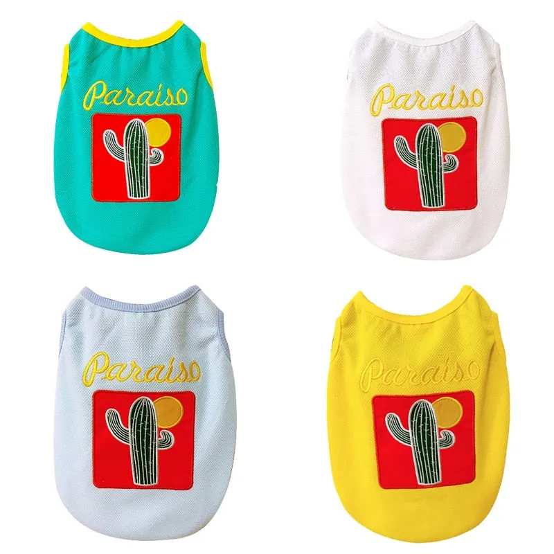 Desert Paraiso Cactus Design Spring Small Dog Tank Top
