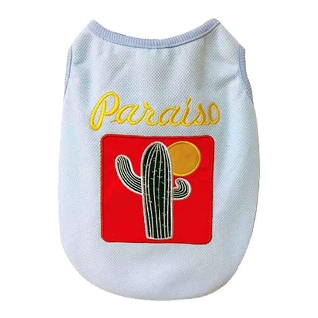 Desert Paraiso Cactus Design Spring Small Dog Tank Top