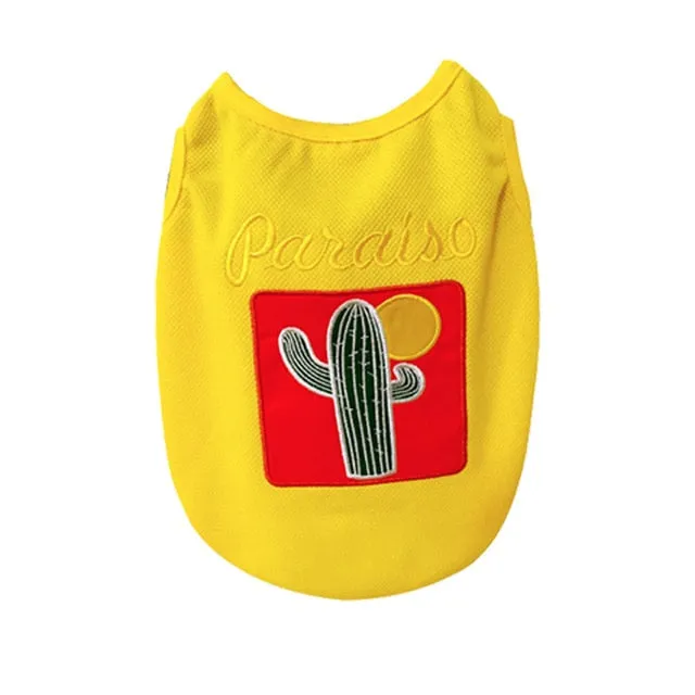 Desert Paraiso Cactus Design Spring Small Dog Tank Top
