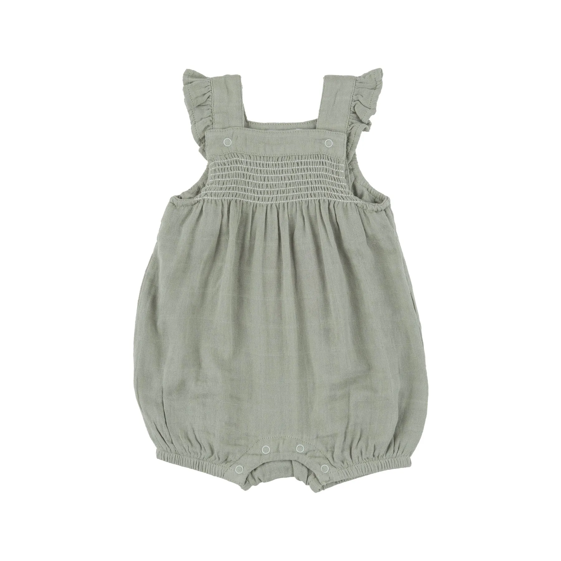 Desert Sage Smocked Overall Shortie