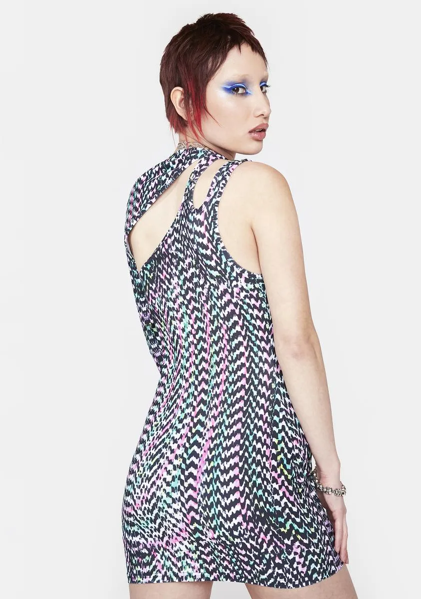 Digital Daze Cut-Out Mini Dress