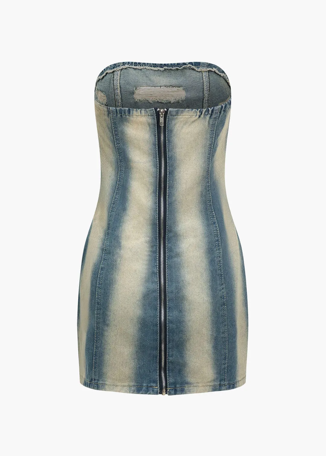 Dominika Ripped Denim Tube Dress
