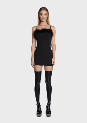 Don't Wait Around Marabou Trim Dress