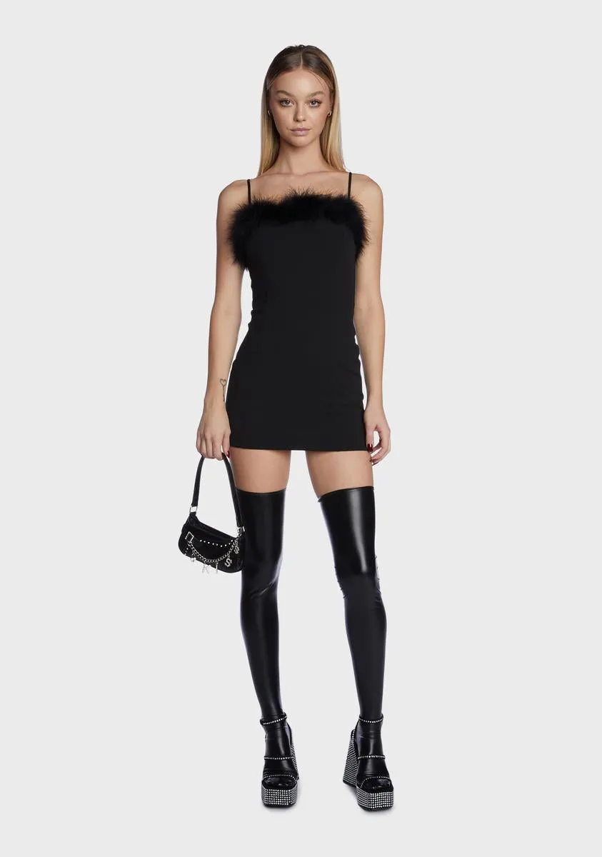 Don't Wait Around Marabou Trim Dress