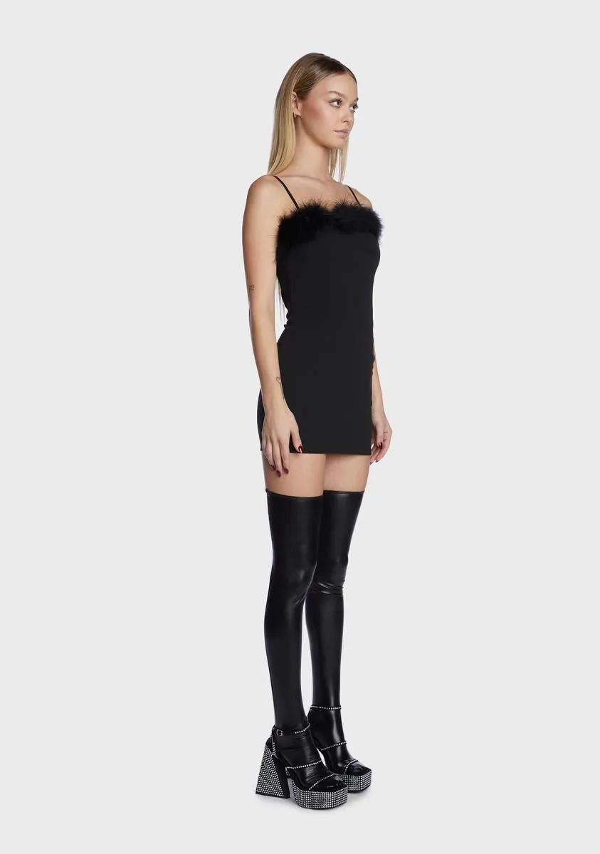 Don't Wait Around Marabou Trim Dress