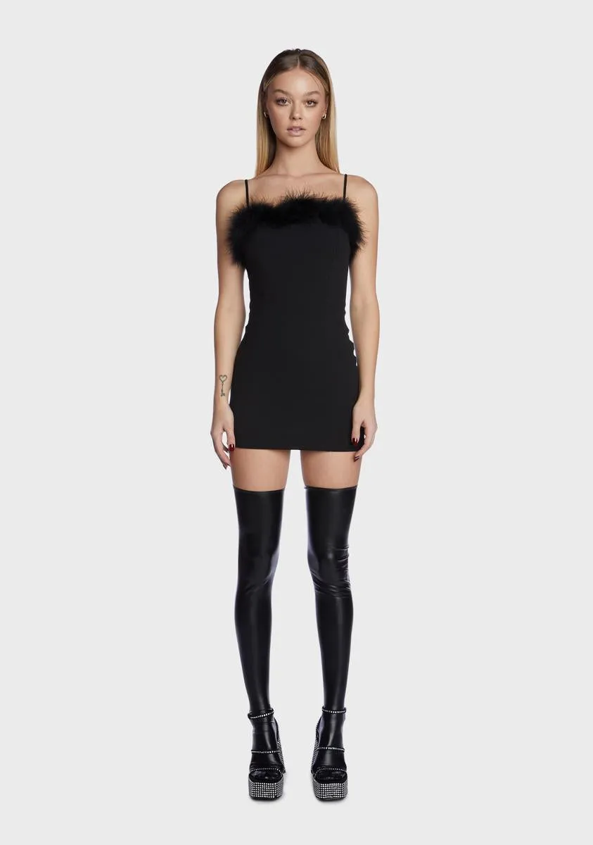 Don't Wait Around Marabou Trim Dress