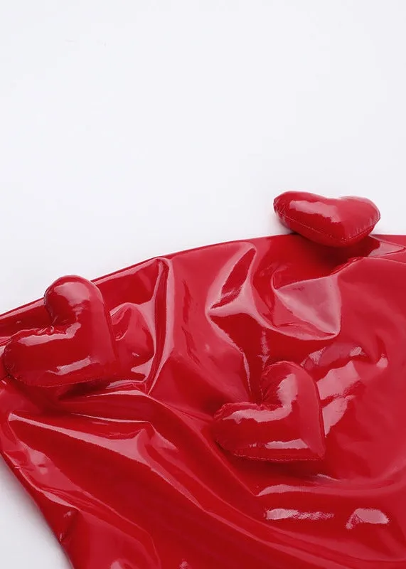 Dorota 3D Hearts Patent Leather Mini Dress