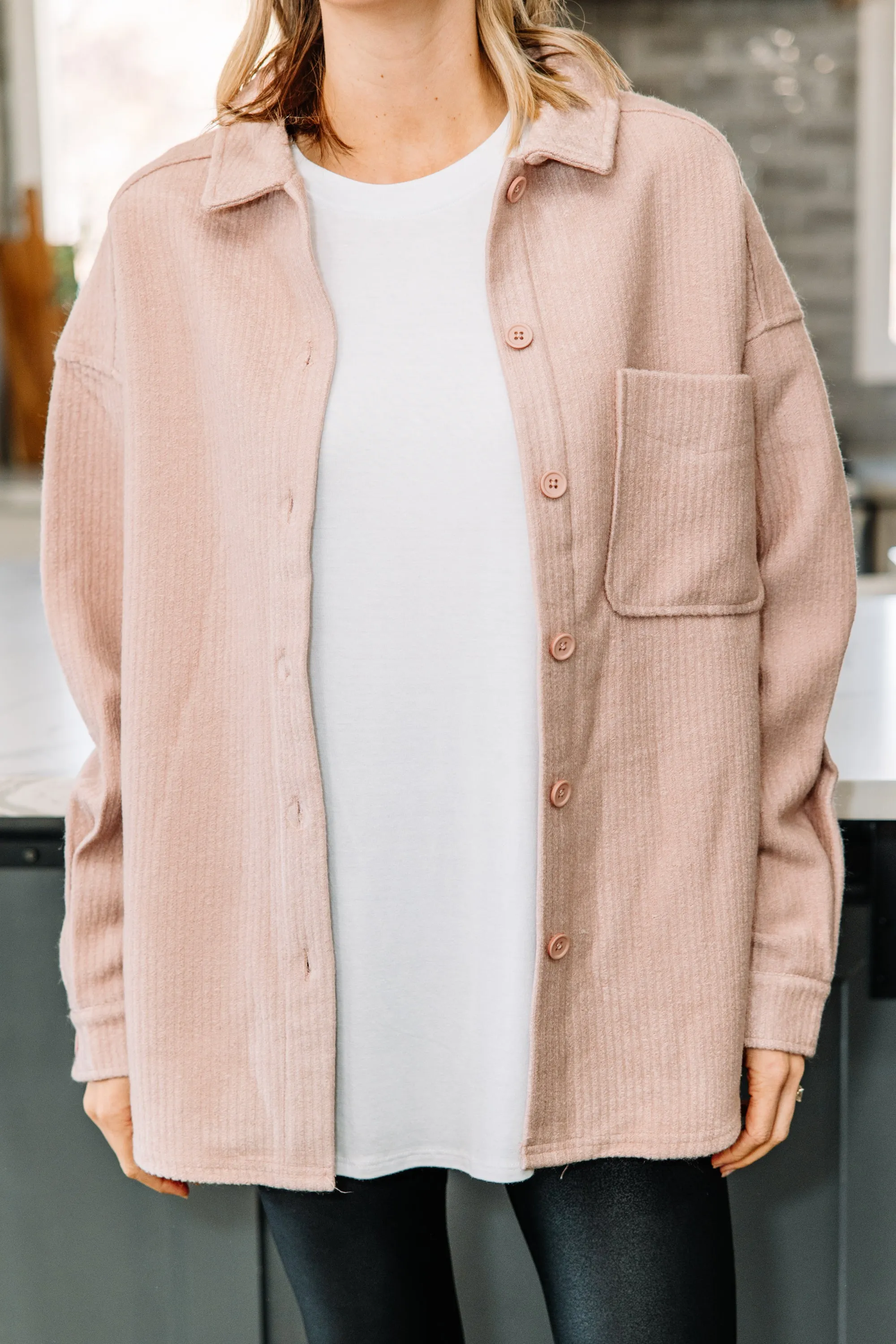 Dream On Mauve Pink Corduroy Shacket