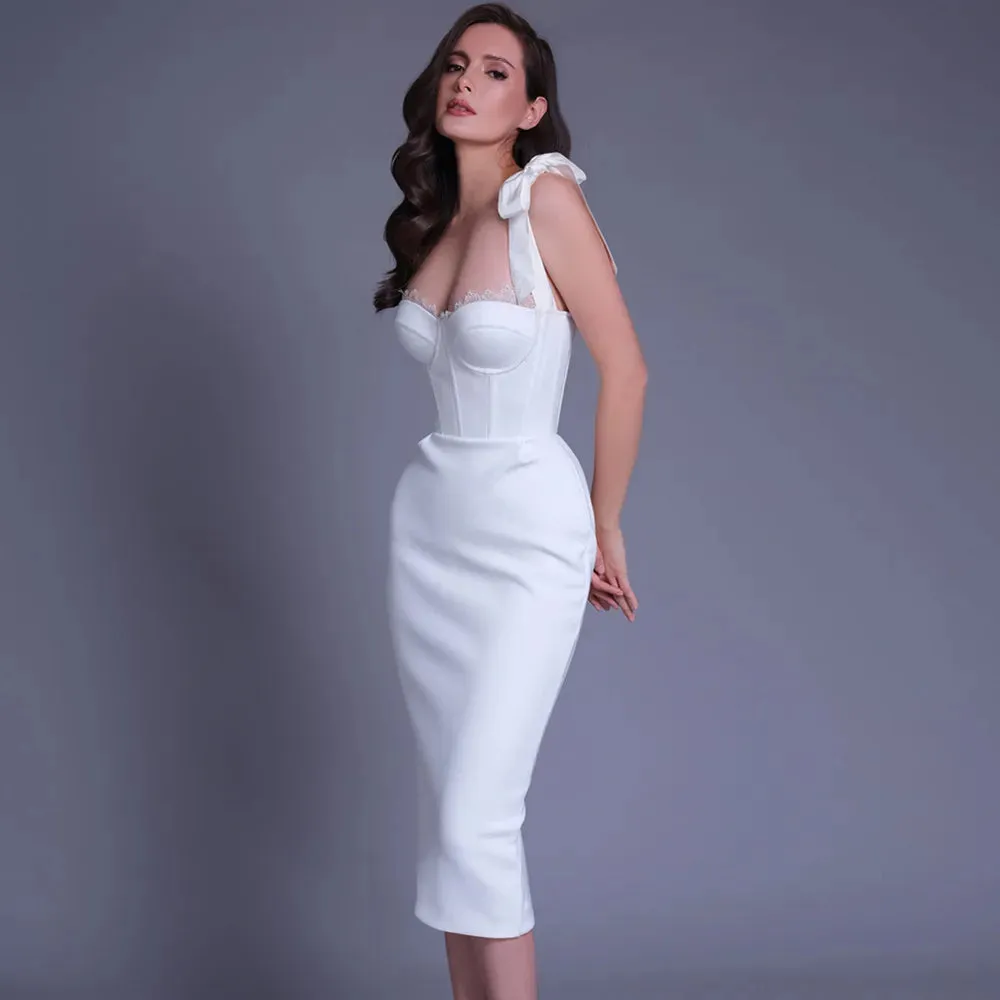 DressBetty - 2024 New Pink White Sexy Sleeveless Bodycon Midi Dress