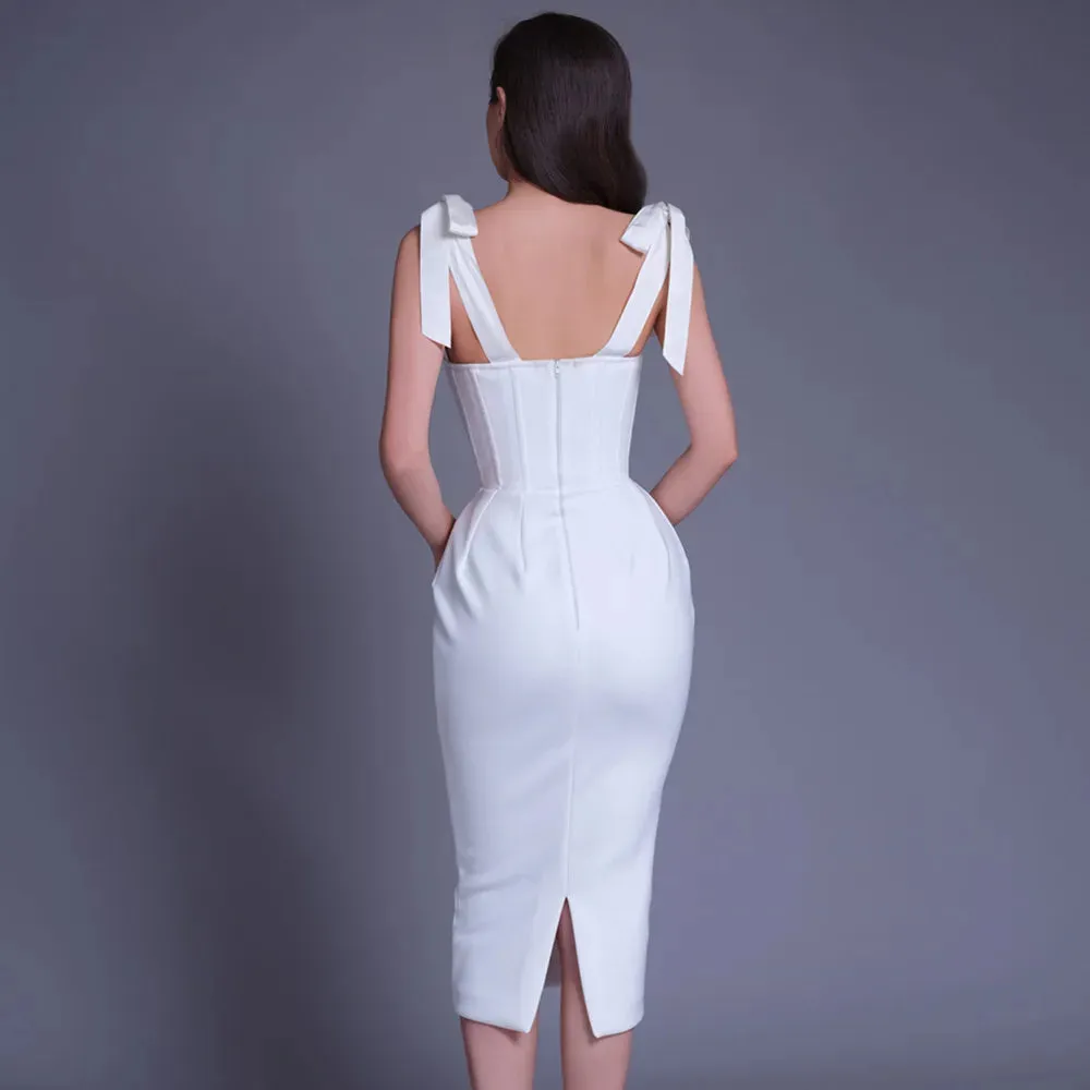 DressBetty - 2024 New Pink White Sexy Sleeveless Bodycon Midi Dress
