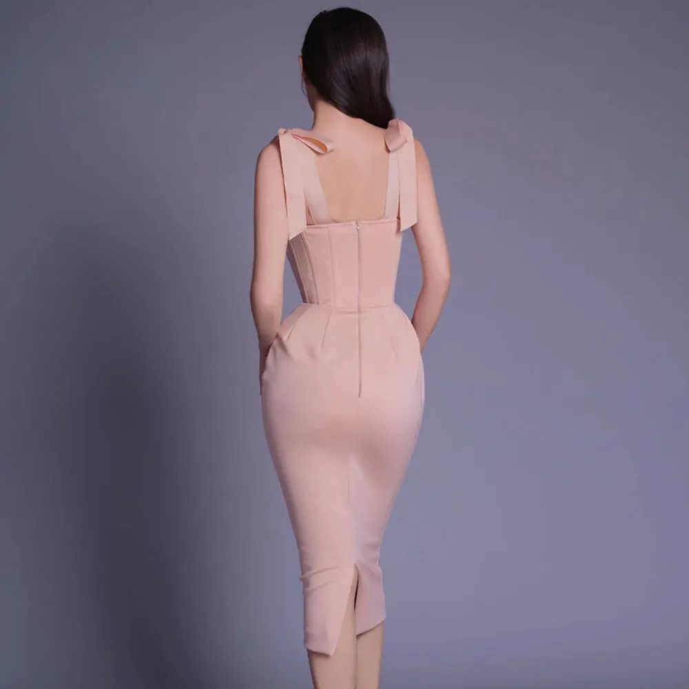 DressBetty - 2024 New Pink White Sexy Sleeveless Bodycon Midi Dress