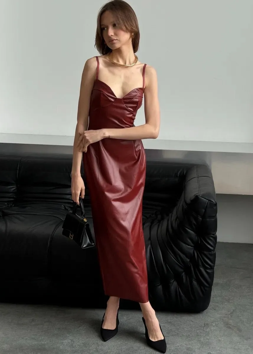 Eco-Leather Cami Maxi Dress