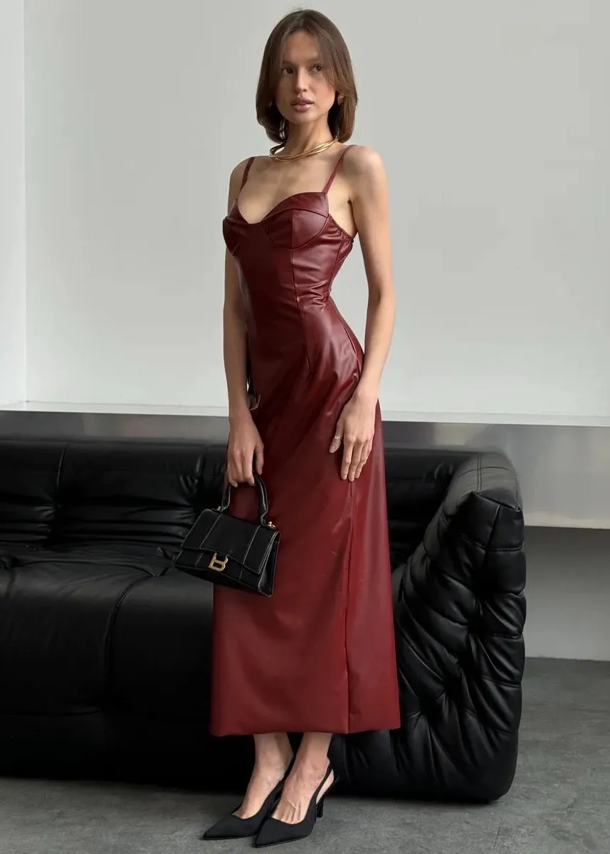 Eco-Leather Cami Maxi Dress