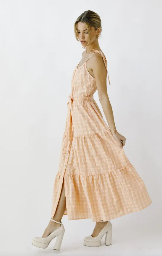 Eleanor Plaid Ruffled Midi Dress - Final Sale 40% off in cart