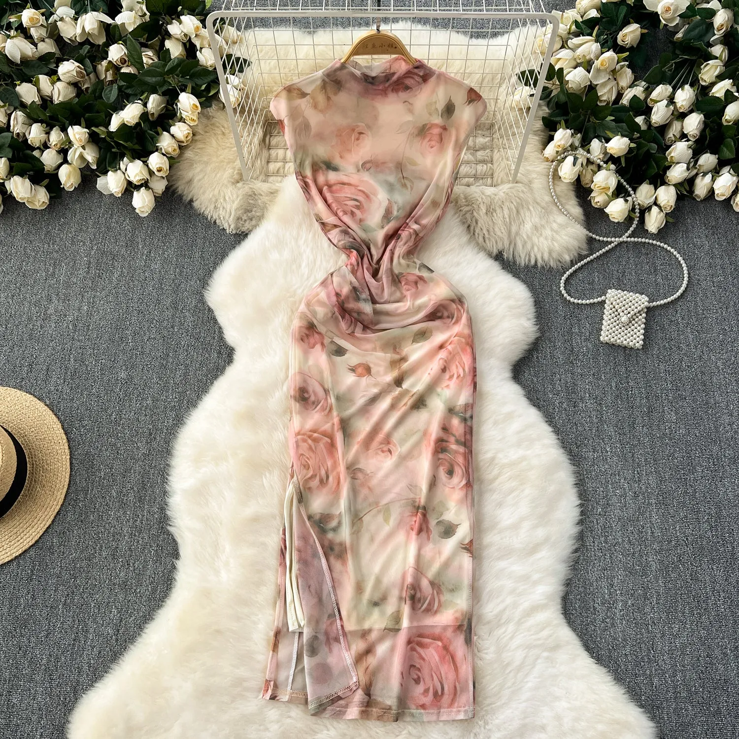 Elegant Bodycon Ethnic Floral Dress