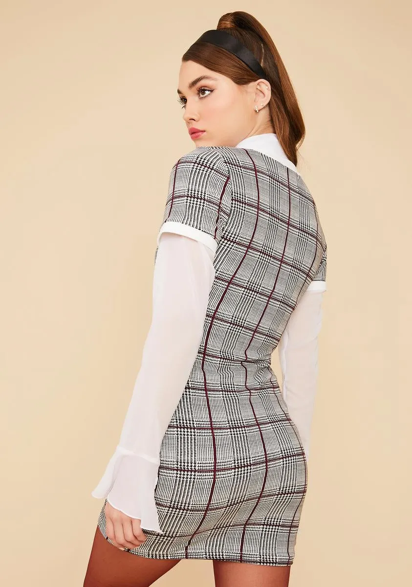 Elegant Etiquette Plaid Bodycon Dress