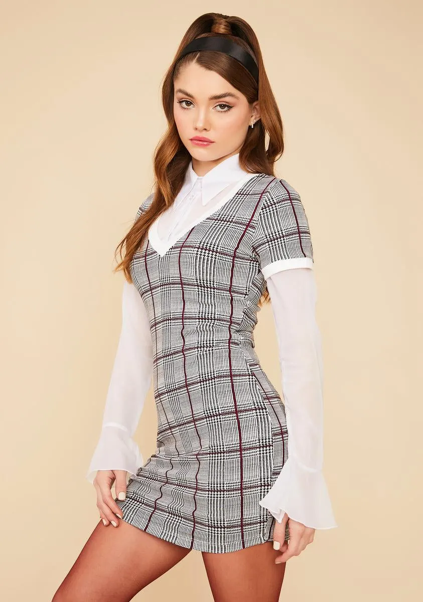 Elegant Etiquette Plaid Bodycon Dress