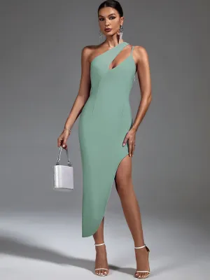 Elegant Green Cut Out Midi Bodycon Dress