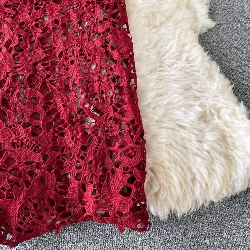 Elegant Hollowed Lace Gown