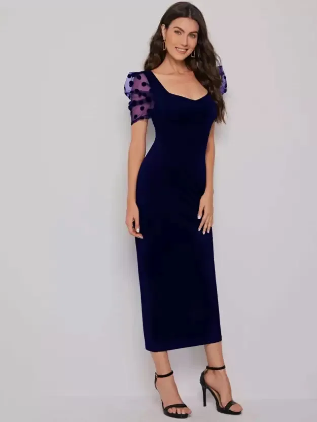 Elegant Sweetheart Sheath Midi Dress