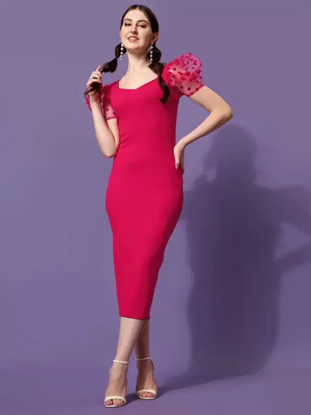 Elegant Sweetheart Sheath Midi Dress