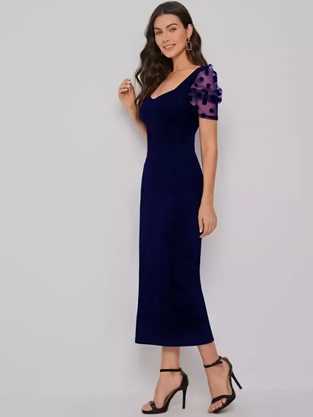 Elegant Sweetheart Sheath Midi Dress