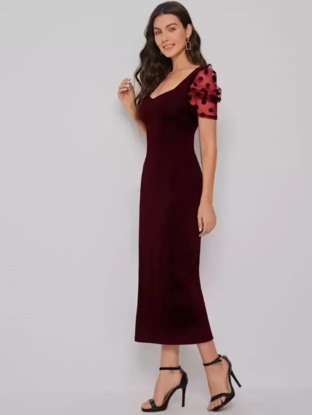 Elegant Sweetheart Sheath Midi Dress