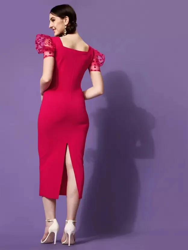 Elegant Sweetheart Sheath Midi Dress