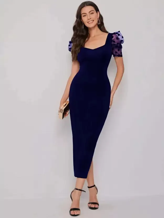 Elegant Sweetheart Sheath Midi Dress