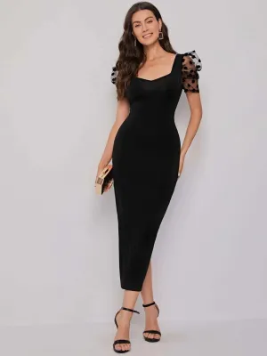 Elegant Sweetheart Sheath Midi Dress
