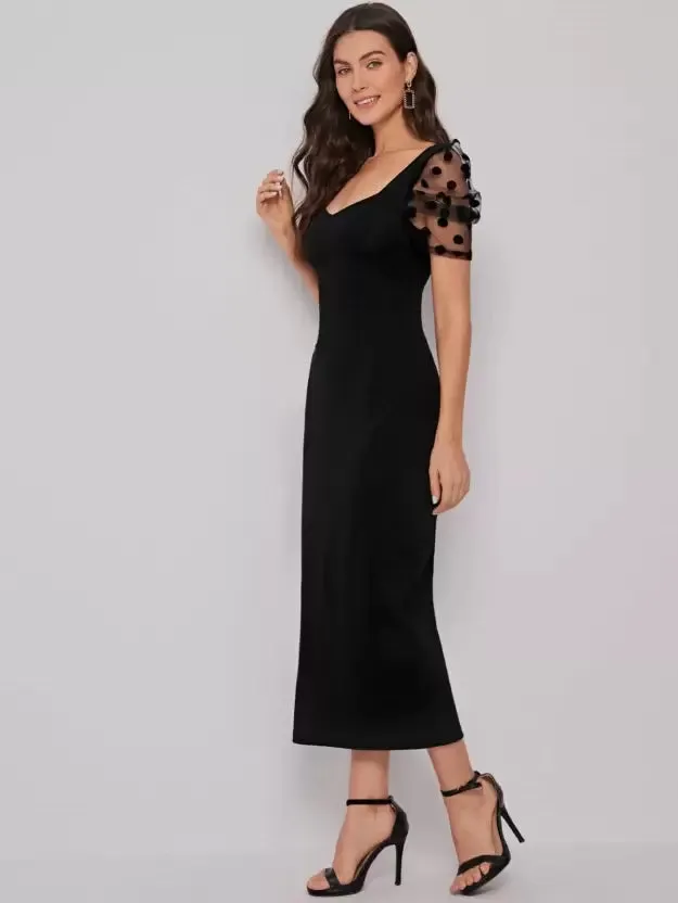 Elegant Sweetheart Sheath Midi Dress