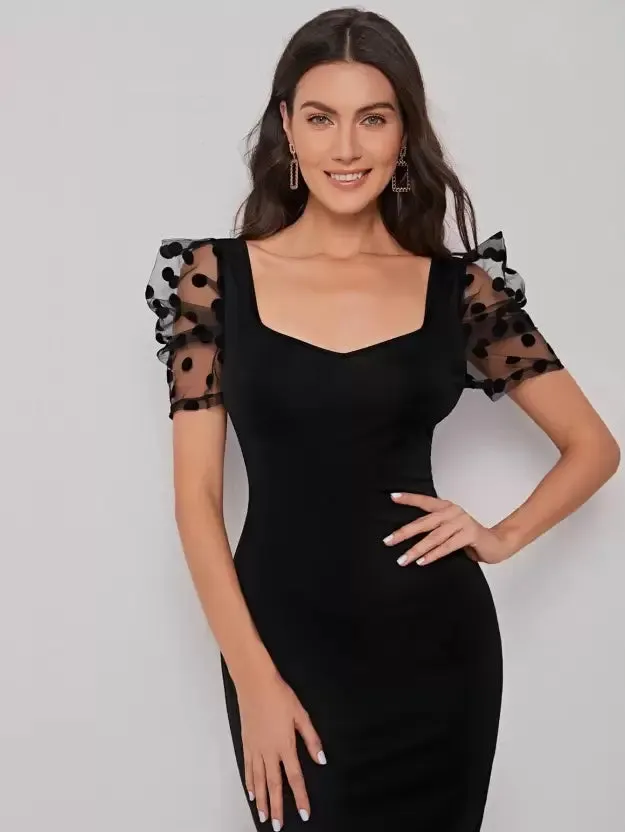 Elegant Sweetheart Sheath Midi Dress