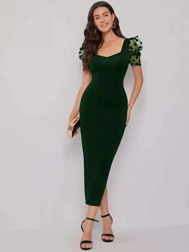 Elegant Sweetheart Sheath Midi Dress