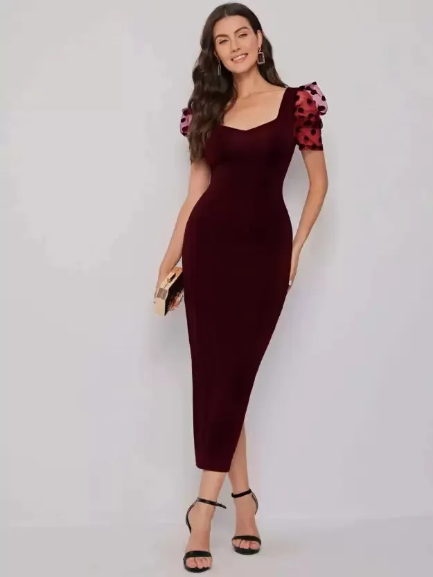 Elegant Sweetheart Sheath Midi Dress