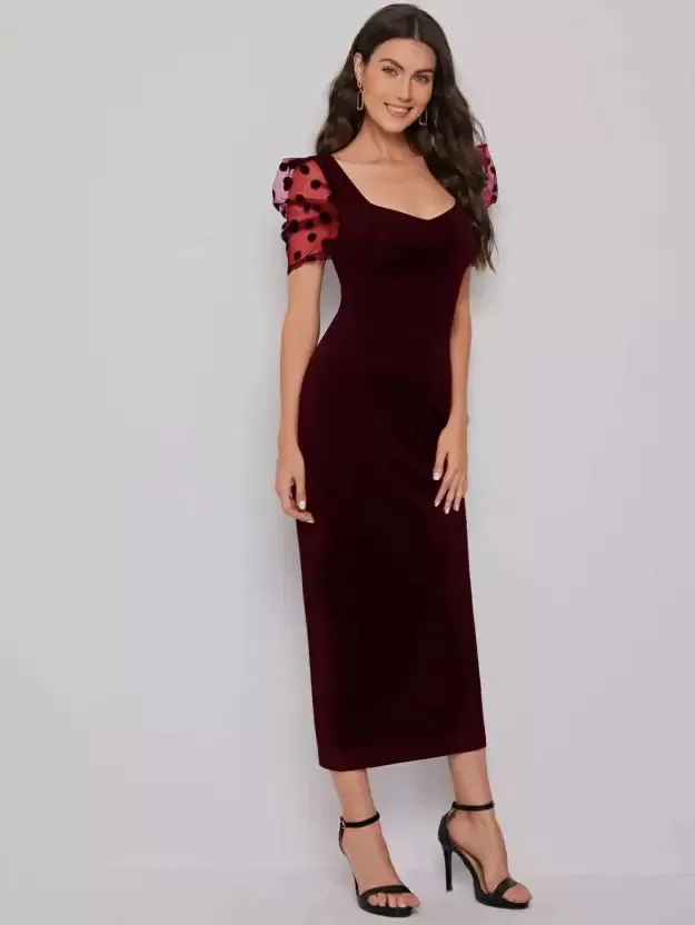 Elegant Sweetheart Sheath Midi Dress