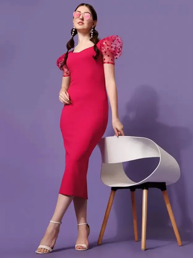 Elegant Sweetheart Sheath Midi Dress