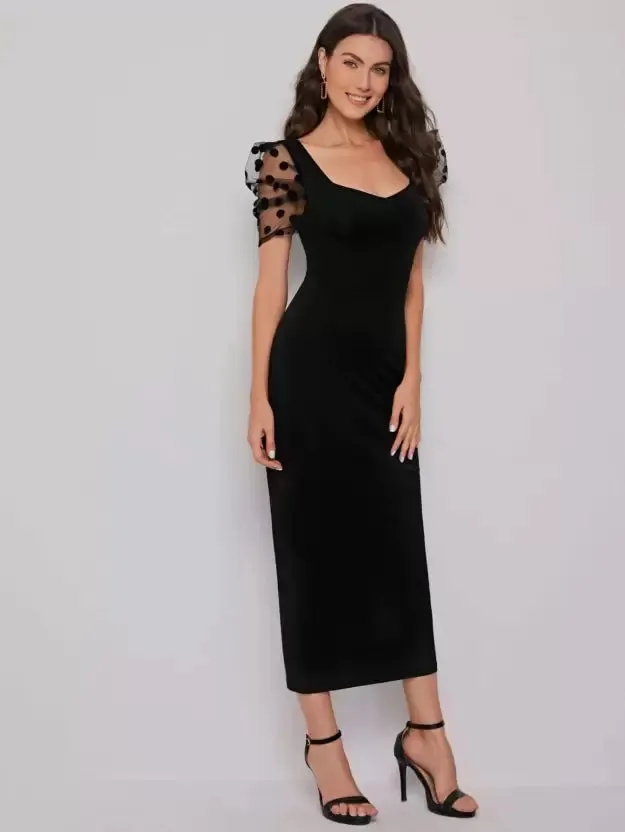 Elegant Sweetheart Sheath Midi Dress